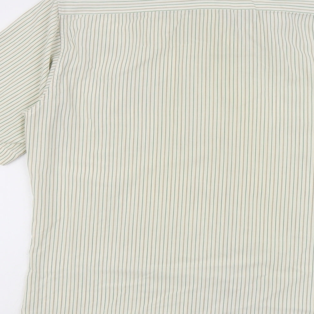 Marks and Spencer Mens Green Polka Dot Polyester Button-Up Size 16 Collared Button