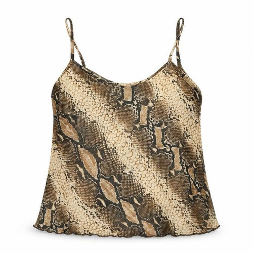 Debenhams Womens Beige Animal Print Polyester Camisole Tank Size 12 Round Neck - Snake Print