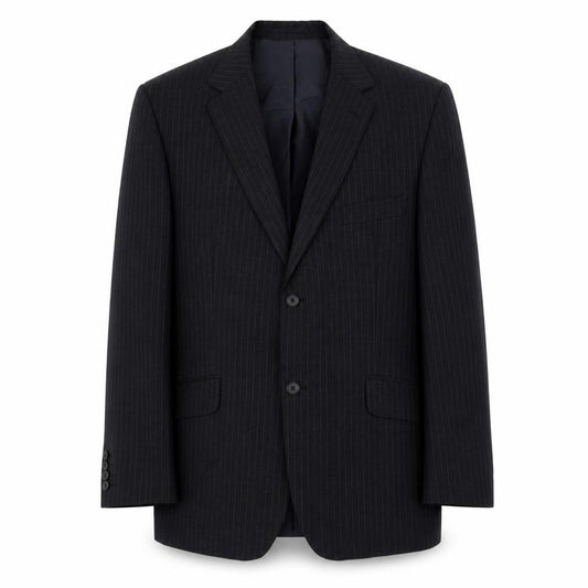 Front view of George men’s grey striped polyester jacket suit jacket, size XL, regular