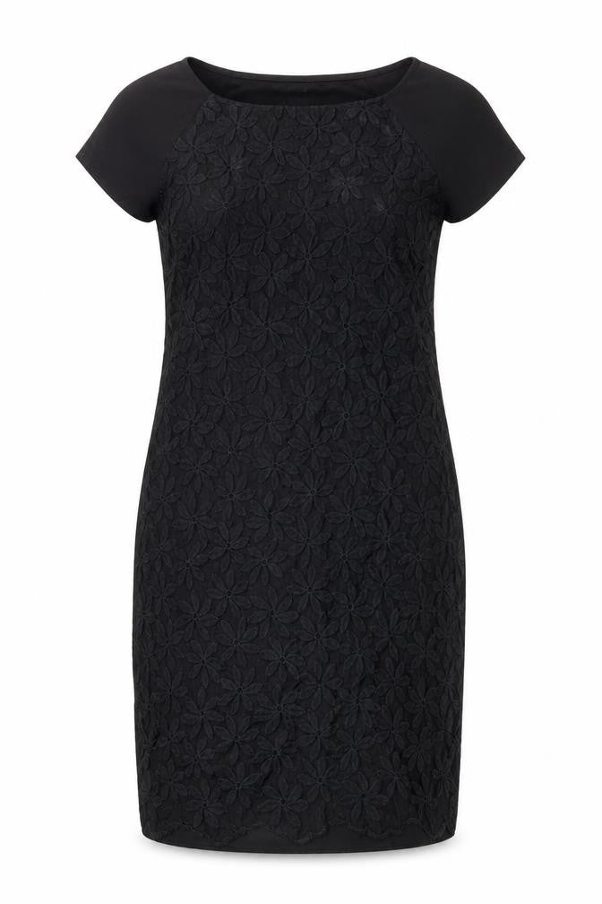 F&F Womens Black Floral Polyester Pencil Dress Size 10 Boat Neck Pullover