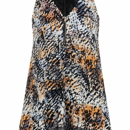 Mint Velvet Womens Multicoloured Geometric Viscose A-Line Size 8 V-Neck Zip