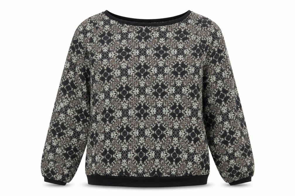 Next Womens Green Geometric Polyester Basic Blouse Size 12 Boat Neck