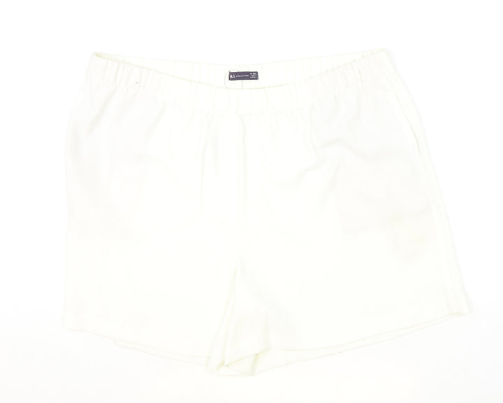 Marks and Spencer Womens Ivory Polyester Hot Pants Shorts Size 24 Regular Pull On