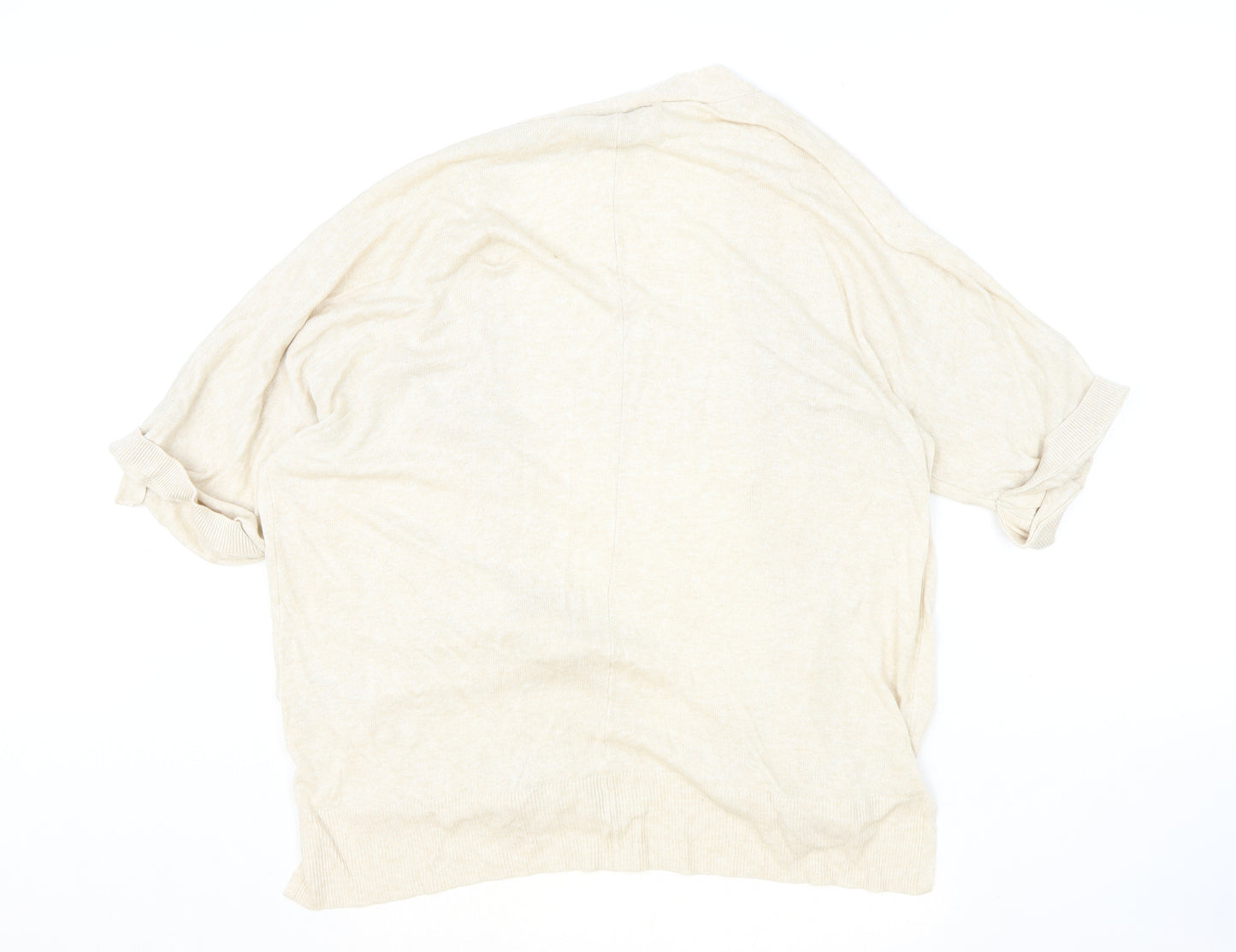 Marks and Spencer Womens Beige V-Neck Linen Cardigan Jumper Size M - Open