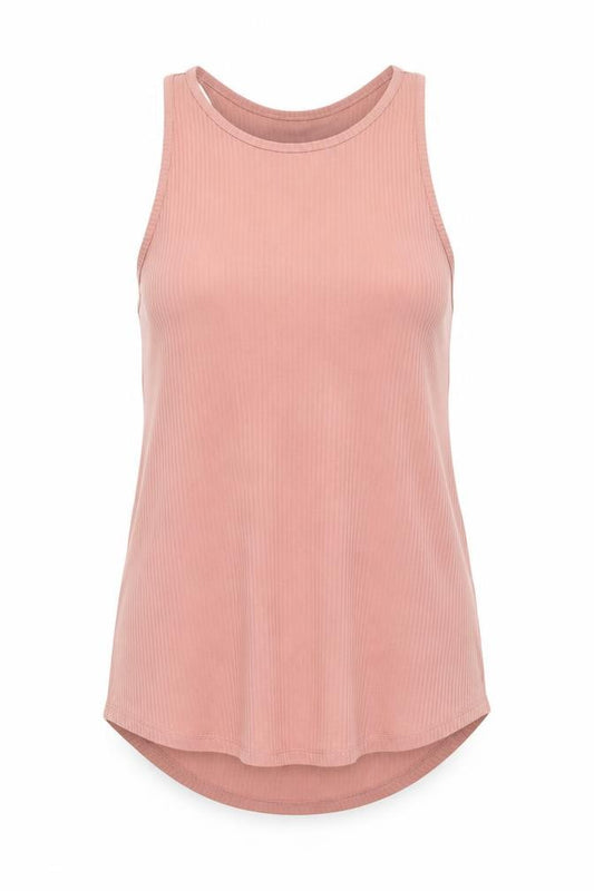 Front view of H&M women’s pink polyester basic tank, size XS, round neck
