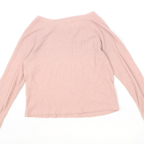 Tresics Womens Pink Boat Neck Polyester Pullover Jumper Size M