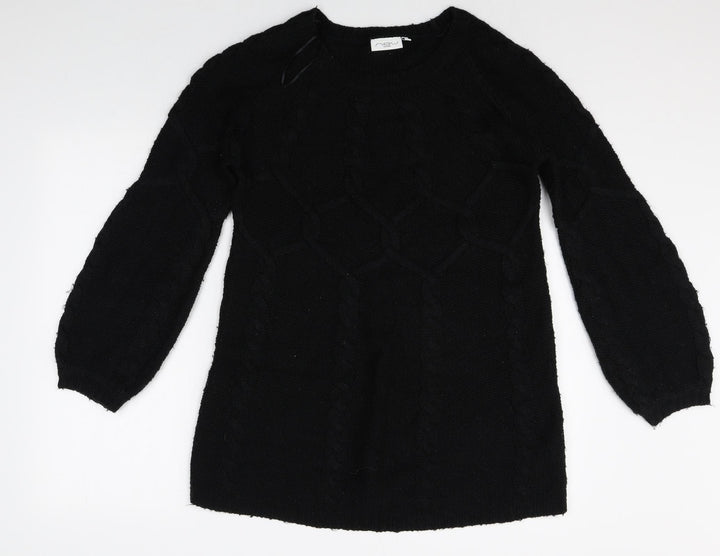 New Look Womens Black Round Neck Acrylic Pullover Jumper Size 12