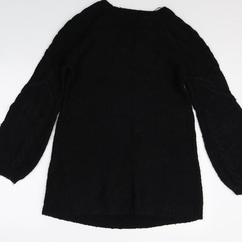 New Look Womens Black Round Neck Acrylic Pullover Jumper Size 12