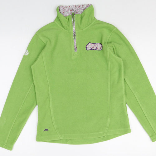 EQUI THEME Girls Green Polyester Pullover Sweatshirt Size 14 Years Zip - Horse Flower Quarter-Zip