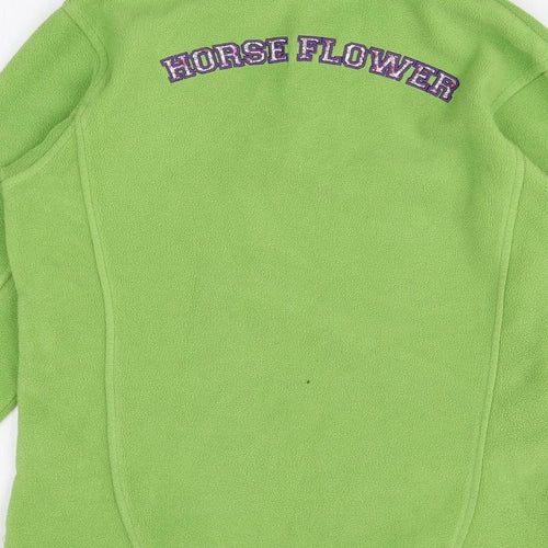 EQUI THEME Girls Green Polyester Pullover Sweatshirt Size 14 Years Zip - Horse Flower Quarter-Zip