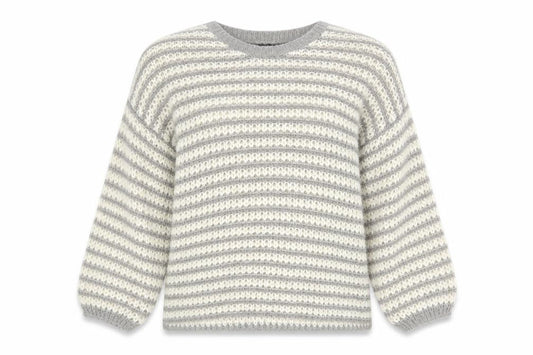 Front view of Dorothy Perkins women’s multicoloured scoop neck striped acrylic jumper, size UK 12