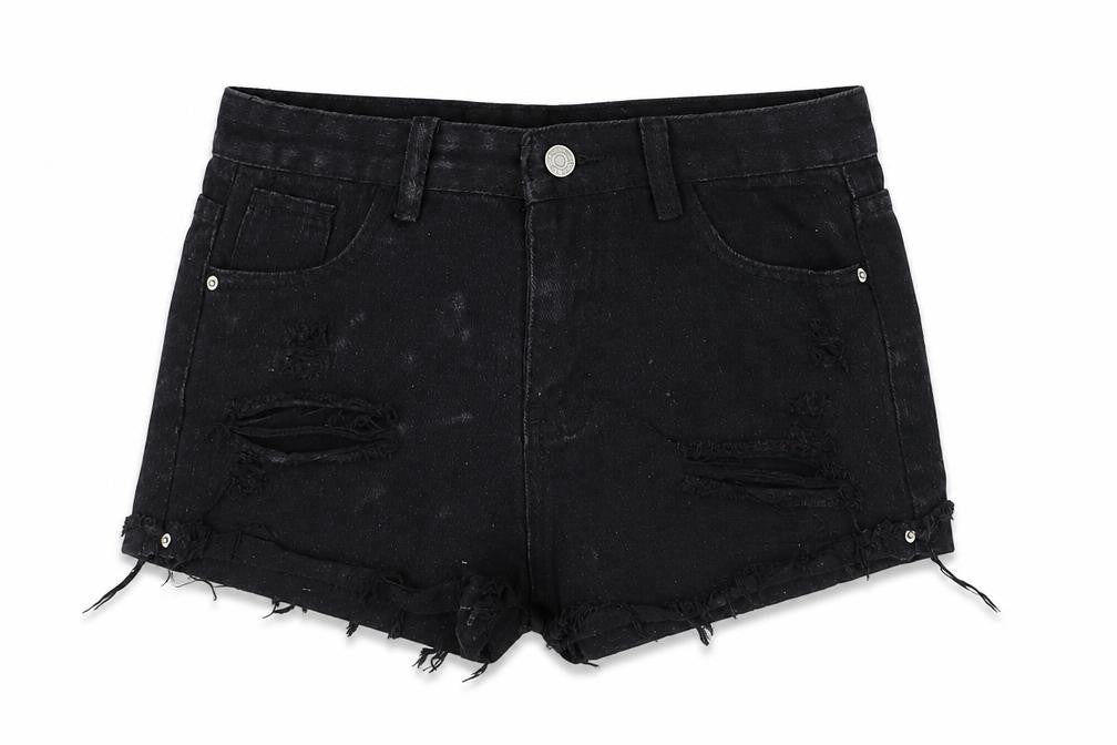 Preworn Womens Black Cotton Hot Pants Shorts Size L Regular Zip