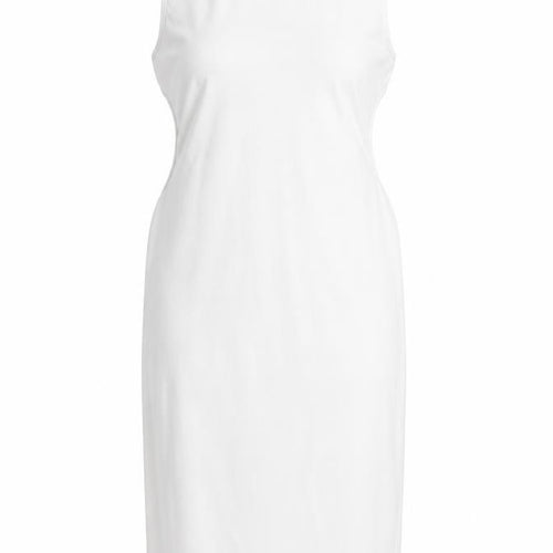 Preworn Womens White Polyester Pencil Dress Size L Round Neck Pullover - Cut Out