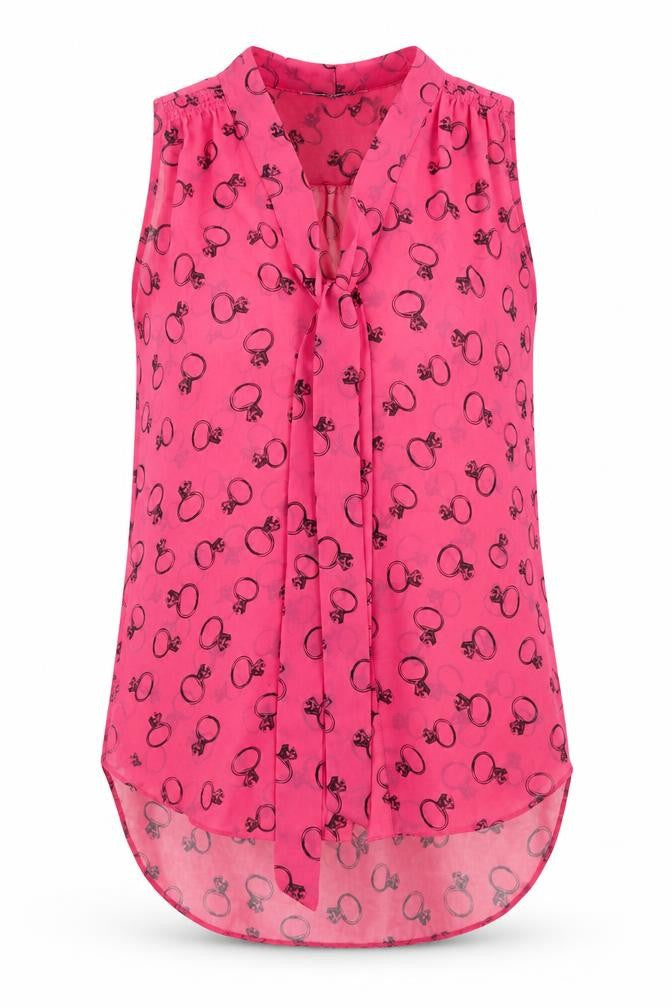 Dororthy Perkins Womens Pink Geometric Polyester Basic Blouse Size 10 V-Neck