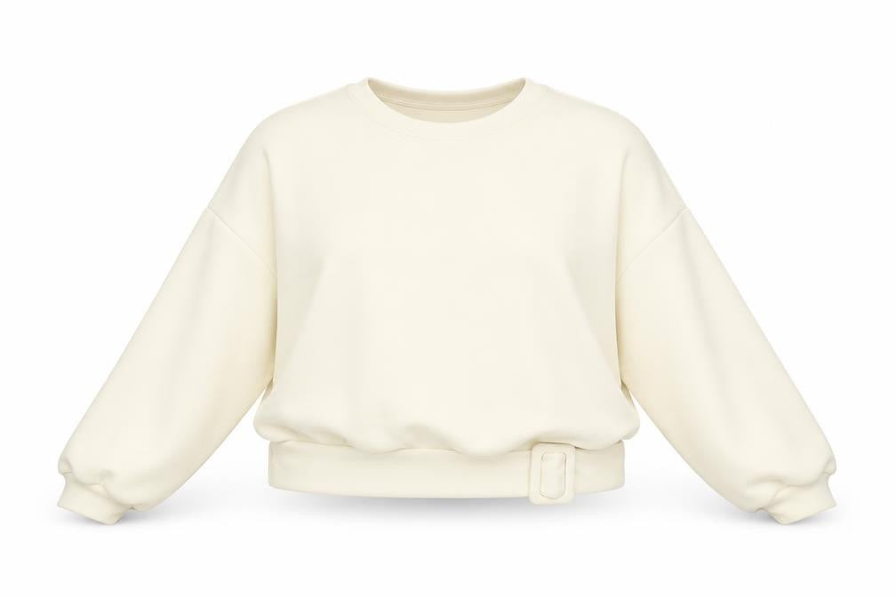 Front view of SHEIN women’s ivory polyester pullover sweatshirt, size XL, pullover - cropped