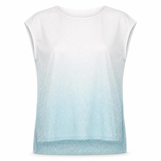 Front view of Oasis women’s silver polyester basic t-shirt, size M, round neck