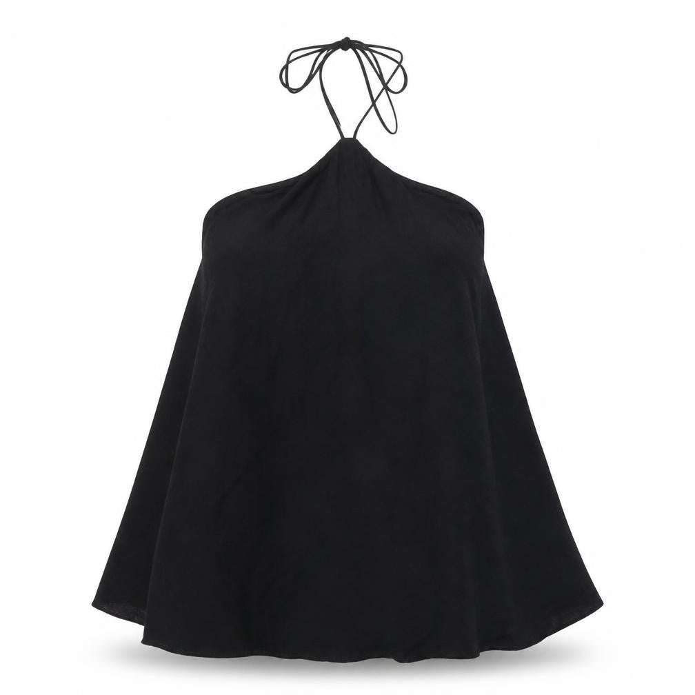 Front view of Zara women’s black polyester trapeze & swing, size XS, halter tie