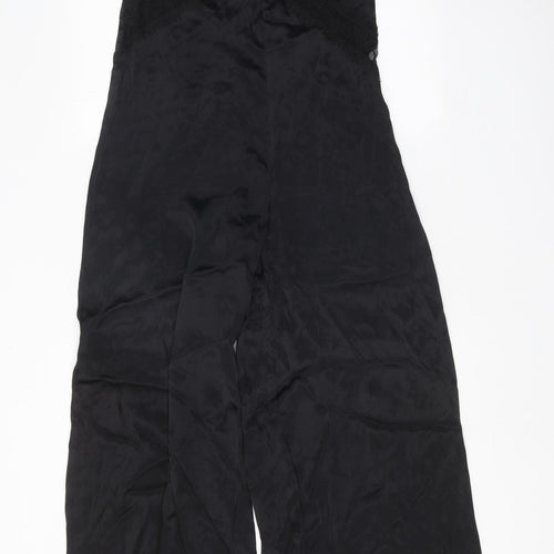 Zara Womens Black Polyester Jumpsuit One-Piece Size XS Pullover - Lace Trim