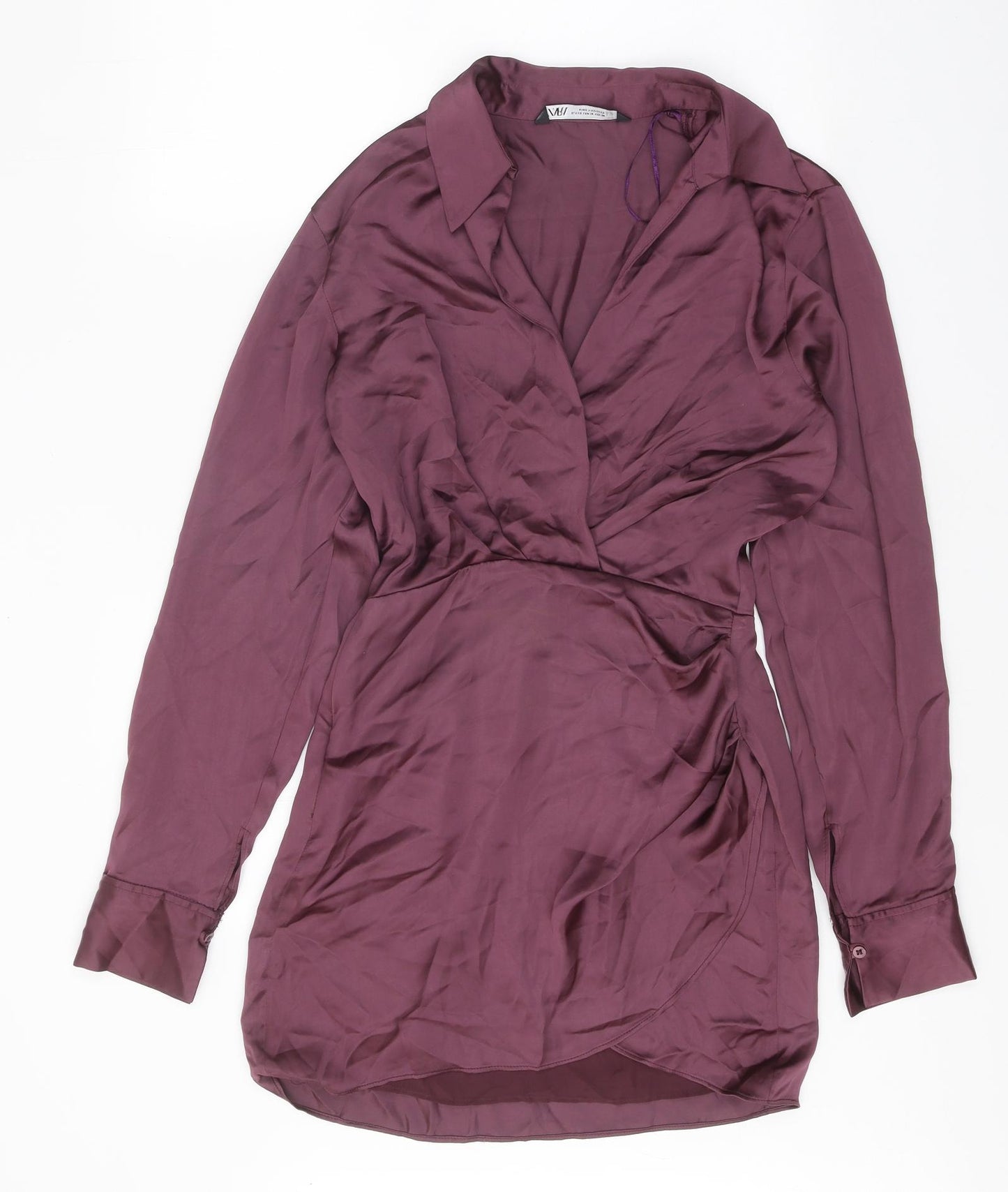 Zara Womens Purple Polyester Mini Size XS Collared Zip