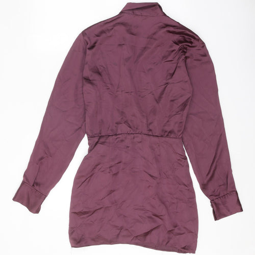 Zara Womens Purple Polyester Mini Size XS Collared Zip