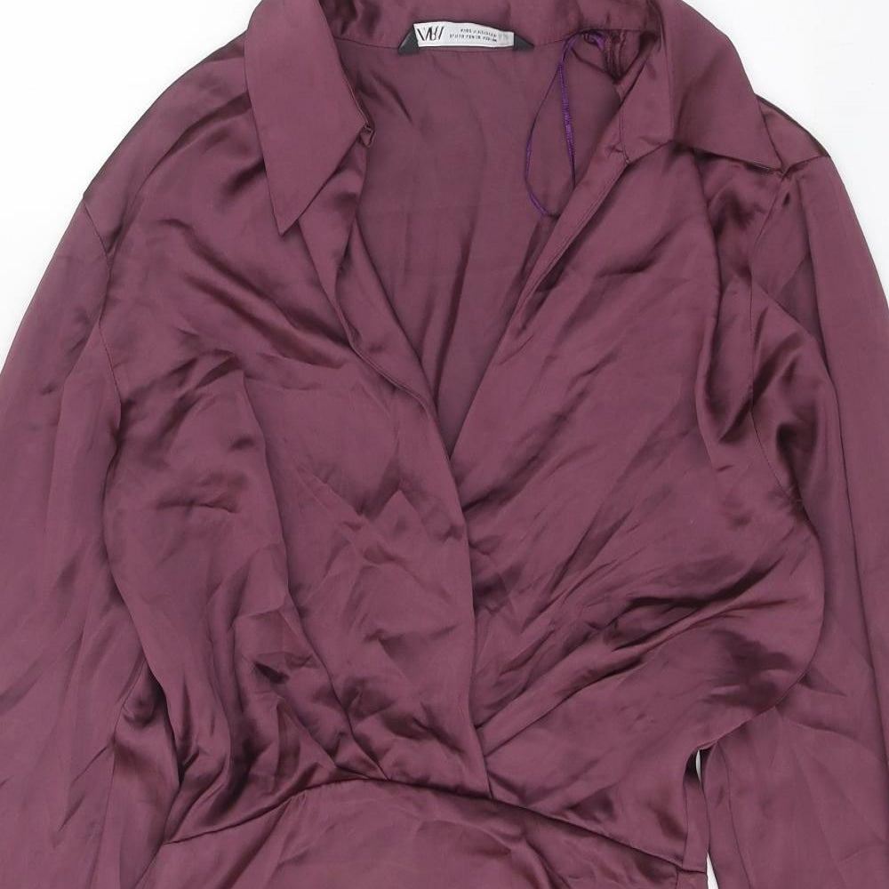 Zara Womens Purple Polyester Mini Size XS Collared Zip