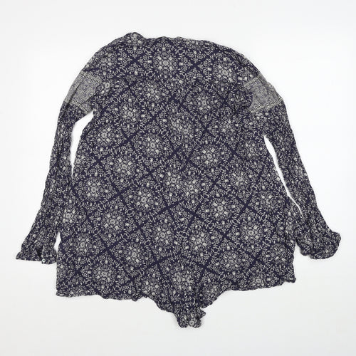 Zara Womens Blue Geometric Viscose Playsuit One-Piece Size XS Pullover