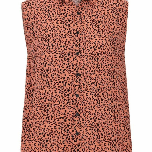 Pull&Bear Womens Red Geometric Viscose Basic Tank Size L Collared