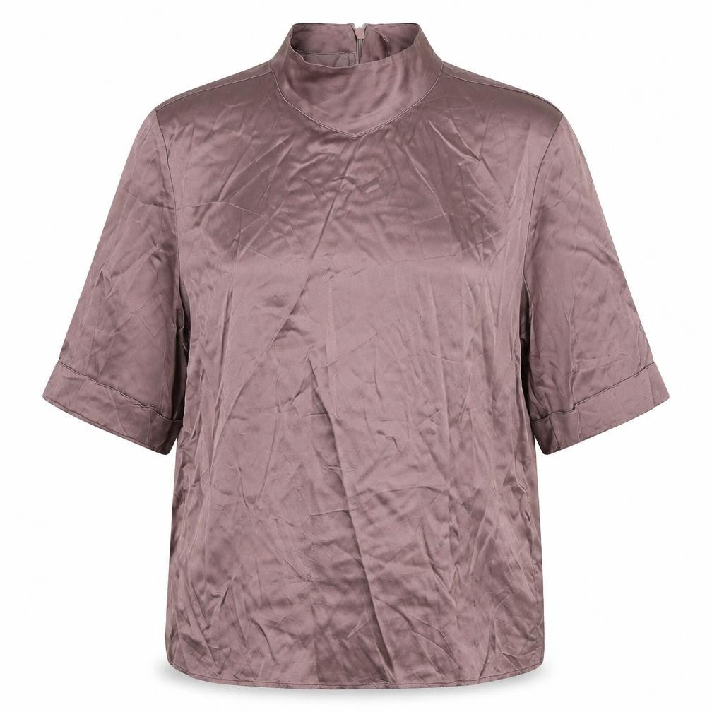 YAYA Womens Brown Viscose Basic Blouse Size 6 Mock Neck