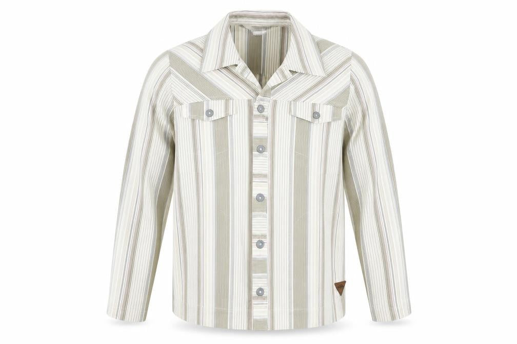 LauRie Mens Brown Striped Cotton Dress Shirt Size 44 Collared Button