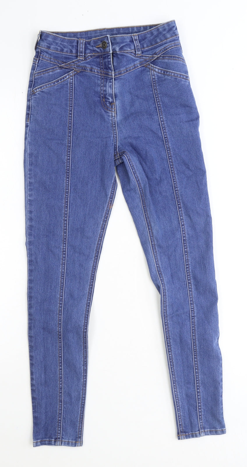 George Girls Blue 100% Cotton Skinny Jeans Size 12-13 Years Regular Button - Stitch Detail