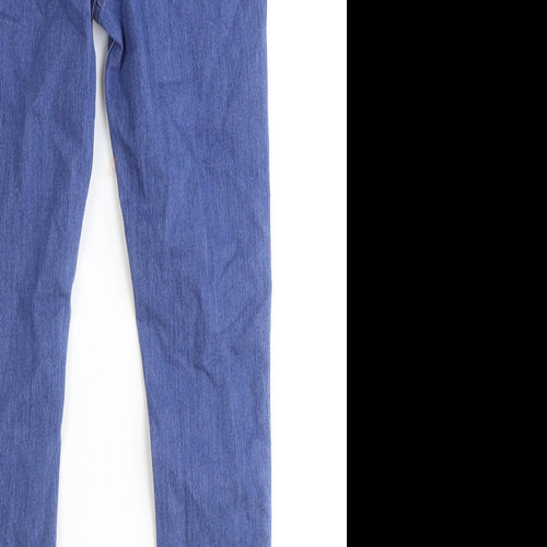 George Girls Blue 100% Cotton Skinny Jeans Size 12-13 Years Regular Button - Stitch Detail
