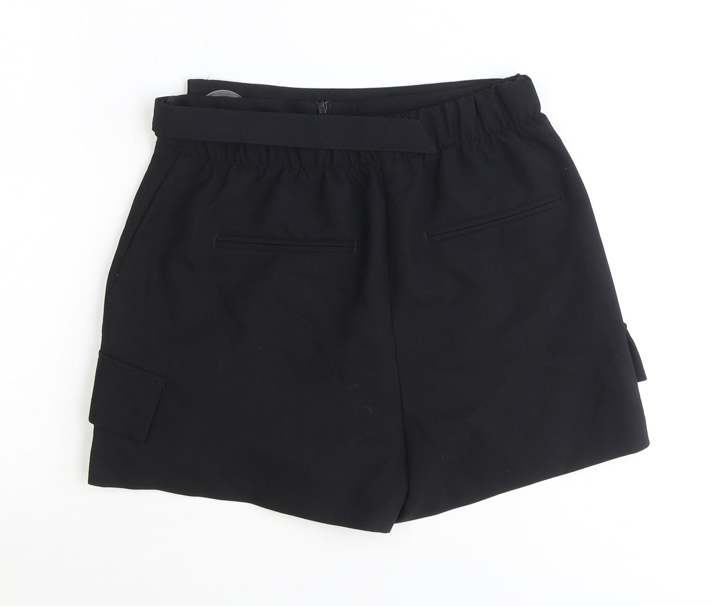 Bershka Womens Black Polyester Skort Size 10 Regular Zip - Cargo Pockets
