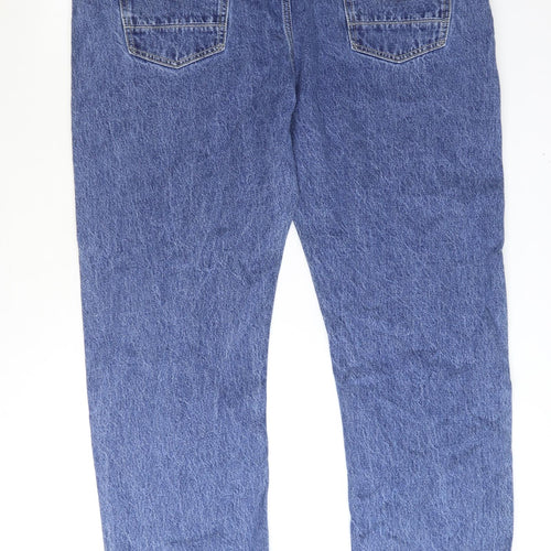 Marks and Spencer Mens Blue Cotton Straight Jeans Size 44 in Regular Zip - Loose Fit