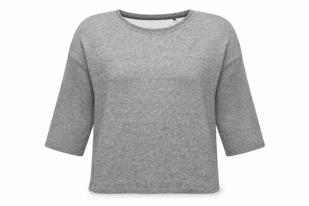 Front view of Next women’s grey round neck cotton jumper, size UK 10