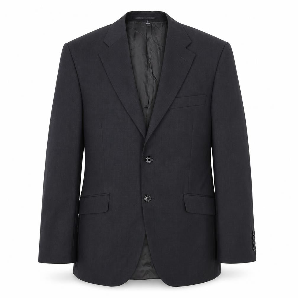 Front view of Howick Tailored men’s black viscose jacket suit jacket, size 40, regular