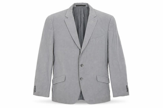 Front view of Marks & Spencer men’s grey polyester jacket suit jacket, size 44, regular