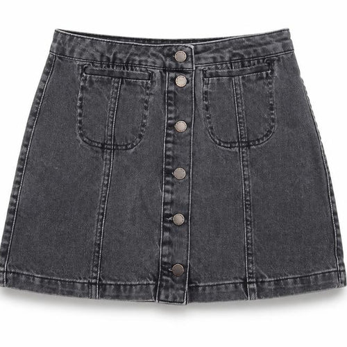 Topshop Womens Black Cotton Mini Skirt Size 28 in Button