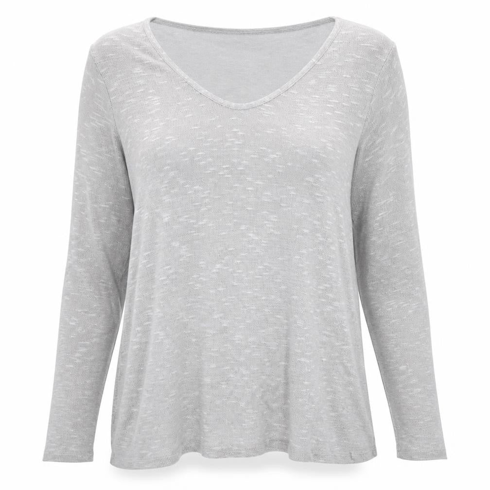 Front view of George women’s silver v-neck acrylic jumper, size UK 12