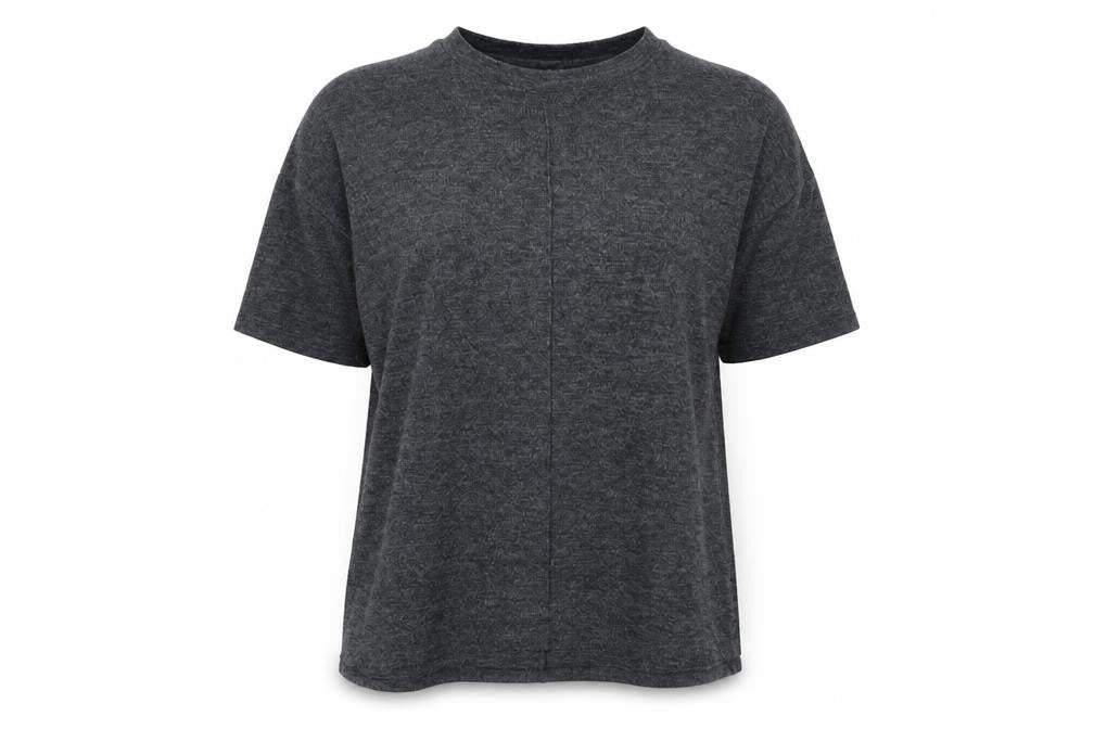Front view of Primark women’s grey round neck acrylic jumper, size S