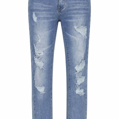 selfie 22 Womens Blue Cotton Straight Jeans Size 6 L28 in Regular Button - Distressed