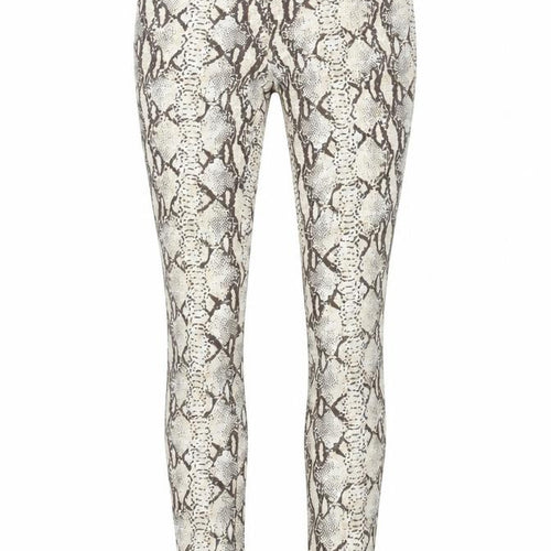 H&M Womens Beige Animal Print Cotton Skinny Jeans Size 10 L32 in Regular Button - Snake Print