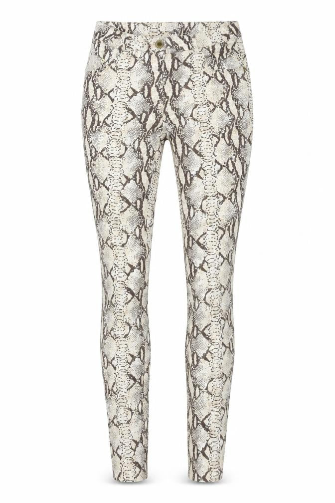 H&M Womens Beige Animal Print Cotton Skinny Jeans Size 10 L32 in Regular Button - Snake Print