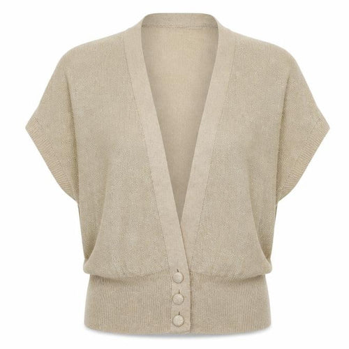 Select Womens Gold V-Neck Acrylic Cardigan Jumper Size M
