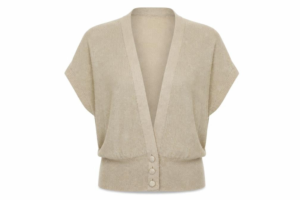 Select Womens Gold V-Neck Acrylic Cardigan Jumper Size M