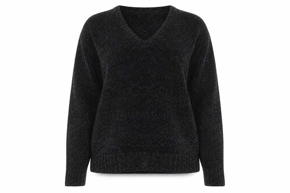 KERRI N KELSEY Womens Grey V-Neck Acrylic Pullover Jumper Size L