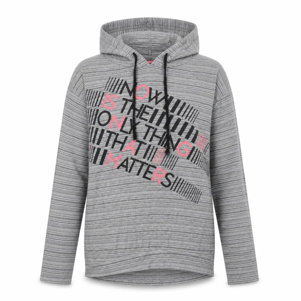 Front view of LCW women’s grey cotton pullover hoodie, size S, pullover