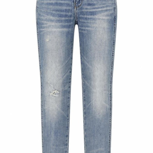 Mango Womens Blue Cotton Straight Jeans Size 6 L28 in Regular Button