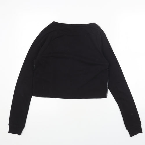 H&M Womens Black Cotton Pullover Sweatshirt Size XS Pullover - Snake Print Acid Wash Cropped