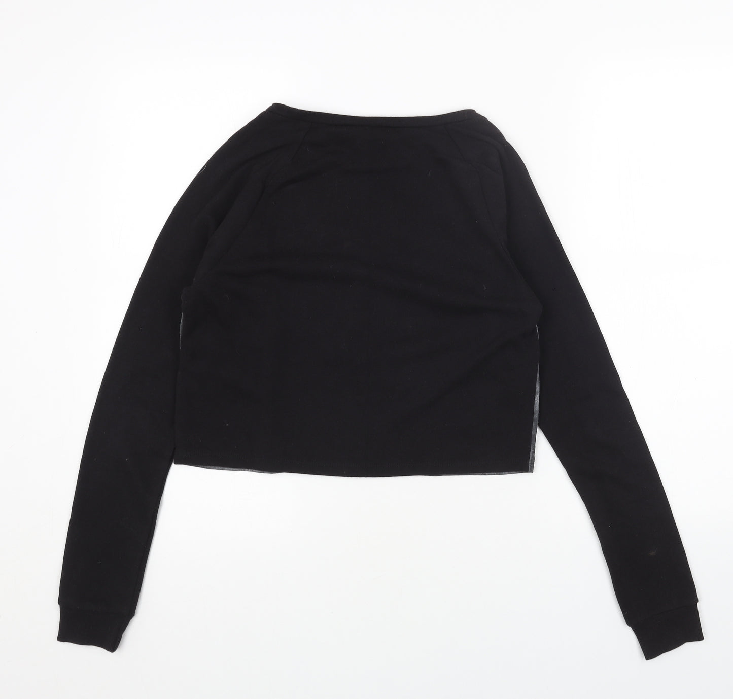 H&M Womens Black Cotton Pullover Sweatshirt Size XS Pullover - Snake Print Acid Wash Cropped