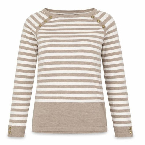 Karen Scott Womens Beige Scoop Neck Striped Acrylic Pullover Jumper Size XS